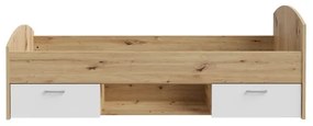Egyszemélyes tárolós ágy URO 90x200 cm artisan tölgy/fehér