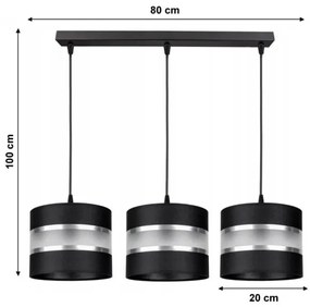Csillár zsinóron CORAL 3xE27/60W/230V fekete