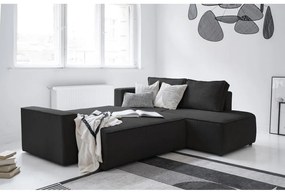 Antracitszürke kordbársony kinyitható sarokkanapé (jobb oldali) Brave Dave – Miuform