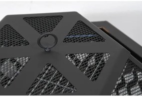 Hordozható fa tűzrakóhely rostéllyal fekete/patina