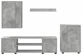 4 részes TV szekrény szett 4 pcs Beton szürke Faanyag