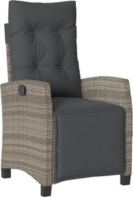 vidaXL szürke polyrattan dönthető kerti szék lábtartóval