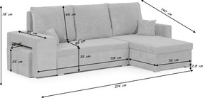 NEX Kinyitható sarokkanapé Barna