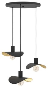 Eglo 390395 - Csillár zsinóron SACEDA 3xE27/40W/230V fekete/arany