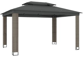 antracitszürke szövet dupla tetős pavilon 3,94 x 2,96 m