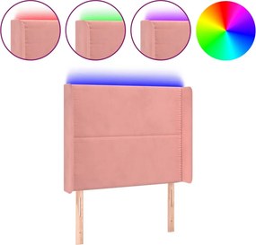vidaXL rózsaszín bársony LED-es fejtámla 83x16x118/128 cm