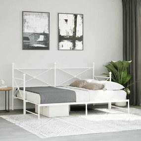 Daybed with Trundle without Mattress White 80x200 cm acél