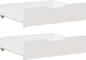 vidaXL 2 db fehér tömör fenyőfa ágy alatti fiók 65 x 55 x 17 cm