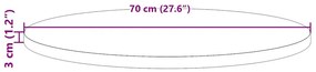 tömör fenyőfa kerek asztallap Ø70 x 3 cm