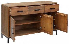 barna tömör újrahasznosított fenyőfa tálalószekrény 110x35x70cm