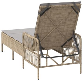 Napozóágy Bézs és világosszürke PE rattan 157 x 55 x 92 cm