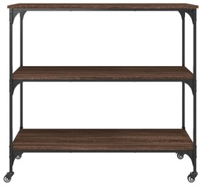 barna tölgyszínű szerelt fa konyhai kocsi 102 x 50 x 95 cm
