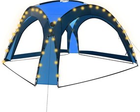 vidaXL kék rendezvénysátor LED-del és 4 oldalfallal 3,6 x 3,6 x 2,3 m