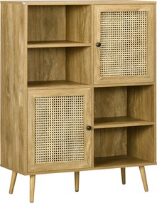 HOMCOM Tölgy Büfé Székállvány 2 Ajtóval és 4 Rekesszel - méretek: 90L x 32,5W x 120H cm | Aosom