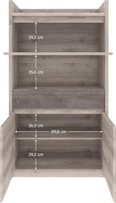 Alacsony vitrin 2D1W1S, nairobi gesztenye/onix, JESI NEW