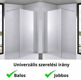 Stuxi Milano Walk-in zuhanyfal, 80x200 cm, 8 mm vastag vízlepergető biztonsági üveggel, 200 cm magas, króm profillal és távtartóval