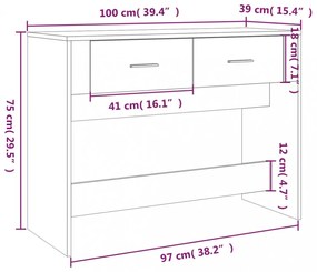 barna tölgyszínű szerelt fa tálalóasztal 100 x 39 x 75 cm
