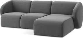 Szürke bársony sarokkanapé (jobb oldali-heverő résszel) Lani – Makamii