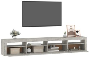 betonszürke TV-szekrény LED-lámpákkal 240x35x40 cm