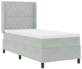 Boxspring Ágy Mattal és LED Fénnyel Szürke 90x190 cm Bársony