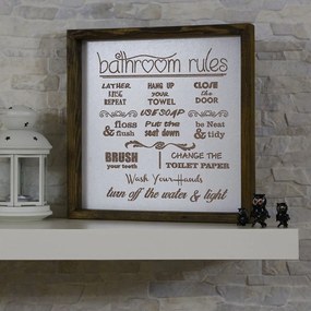 Falitábla 34x34 cm Bathroom Rules – Evila Originals