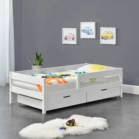 [en.casa] Gyerekágy Borgarnes tároló fiókkal kiesés elleni védelemmel ágyráccsal fehér 200 x 90 cm