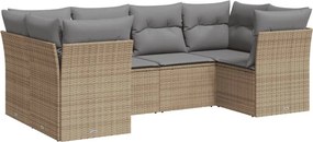 vidaXL 6 részes bézs polyrattan kerti ülőgarnitúra párnával