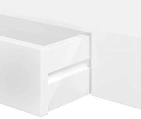 2 db fehér lebegő fali polc fiókkal 80 cm