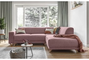 Rózsaszín kinyitható-tárolóhelyes sarokkanapé (jobb oldali-L alakú) Classy Sophie – Miuform
