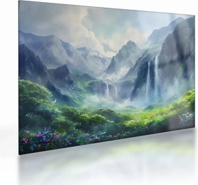 Üveg kép - Vízesések völgye (70x50 cm)