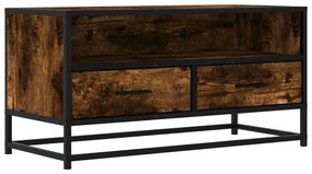 füstös tölgy színű szerelt fa és fém TV-szekrény 80x34,5x40 cm