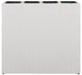 Fehér polyrattan kerti magaságyás 4 kaspóval