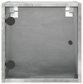 2 db betonszürke éjjeliszekrény üvegajtóval 35 x 37 x 35 cm