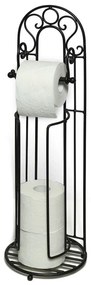 Vintage fém álló WC papír tartó 74 cm antik fekete