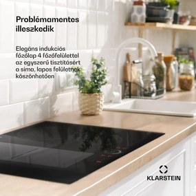 Klarstein Delicatessa 70 Hybrid, beépített indukciós főzőlap, 4 zóna, 7000 W, üvegkerámia