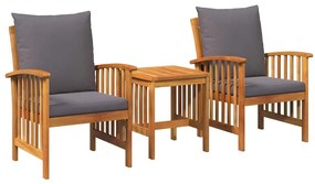 vidaXL Kerti Kanapé Szett párnával 3 pcs Olaj Természetes Tömör Akácfa