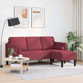 3-Fős L-alakú kanapé Bordó 160 cm Szövet