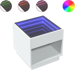 vidaXL fehér végtelen hatású LED-es éjjeliszekrény 50 x 50x 50 cm
