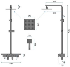REA-P0636 - BRAVO matt fekete zuhanyszett