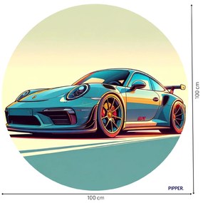 PIPPER. Kör alakú falmatrica "Porsche 911" Méret: 60cm