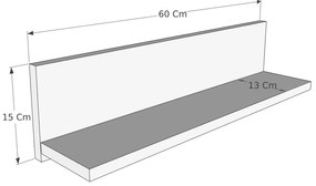 Fali polc Shelf - Walnut, White
