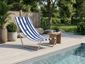 Összecsukható tengerparti nyugágy SAND MARINE, fehér-kék