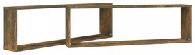 2 db füstös tölgy színű szerelt fa fali kockapolc 100x15x30 cm