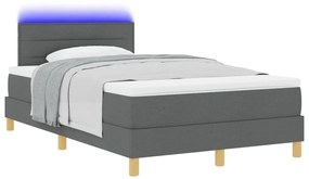 Falat Alap Ágy matraccal és LED világítással Sötétszürke 120x200 cm Szövet