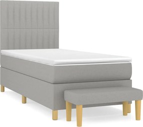 vidaXL világosszürke szövet rugós ágy matraccal 90x190 cm