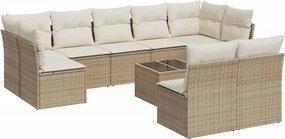 vidaXL 10 részes bézs polyrattan kerti ülőgarnitúra párnával