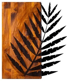 Fali dekoráció 58x50 cm fa/fém levél motívummal