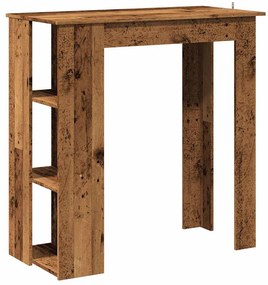 antik fa színű szerelt fa bárasztal polccal 102x50x103,5 cm