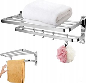 Fürdőszobai Törölközőtartó Fali Akasztó Polccal-loft Ezüst