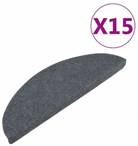15 db szürke öntapadó lépcsőszőnyeg 65x22,5x3,5 cm